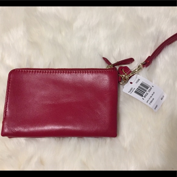 New COACH Red Leather Wristlet BAG - Picture 5 of 7